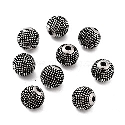 316 Surgical Stainless Steel Beads, Round, Antique Silver, 10mm, Hole: 2mm(STAS-K276-28AS)