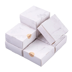 Marble Pattern Foldable Creative Kraft Paper Box, Wedding Favor Boxes, Favour Box, Paper Gift Box, Square, Light Grey, 9x9x4cm(CON-CJ0001-05)