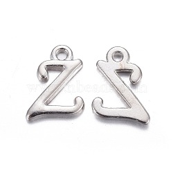 Platinum Plated Alloy Letter Pendants, Rack Plating, Cadmium Free & Lead Free, Letter.Z, 13x10x2mm, Hole: 1.5mm(PALLOY-J718-01P-Z)