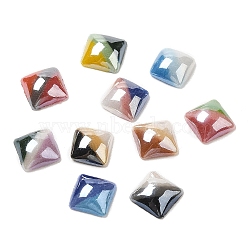Two Tone Glass Cabochons, Square, Mixed Color, 6~6.5x6~6.5x2mm(GLAA-B012-58A)