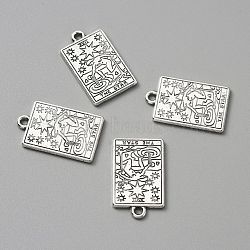 Tibetan Style Alloy Pendants, Antique Silver, Rectangle with Tarot Pattern, The Star XVII, 23x14x1.5mm, Hole: 1.8mm(FIND-WH0114-27A)