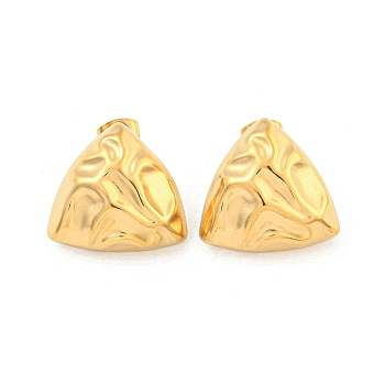 Triangle 304 Stainless Steel Ear Studs, Stud Earrings for Women, Golden, 20x21mm