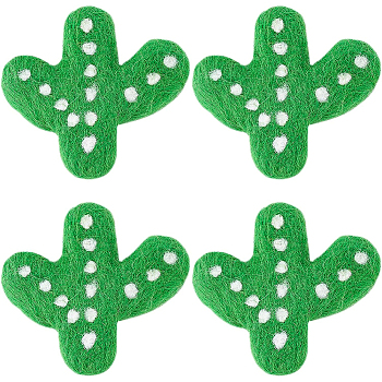 Handwork Felt Needle Felting Cactus Ornaments, for Home Decoration Display, Green, 58~60x65x6~8mm
