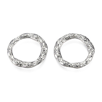 Alloy Link Rings, Cadmium Free & Nickel Free & Lead Free, Hammered Round Ring, Platinum, 22x2.5mm, Inner Diameter: 15.5mm