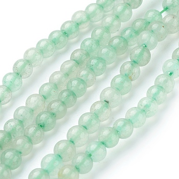 Natural Green Aventurine Beads Strands, Round, Light Green, 4mm, Hole: 1mm, about 46pcs/strand, 7.8 inch
