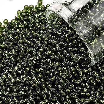 TOHO Round Seed Beads, Japanese Seed Beads, (37) Silver Lined Olivine, 11/0, 2.2mm, Hole: 0.8mm, about 1103pcs/10g