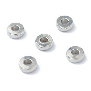 202 Stainless Steel Spacer Beads, Flat Round, Stainless Steel Color, 4x1.5mm, Hole: 1.5mm