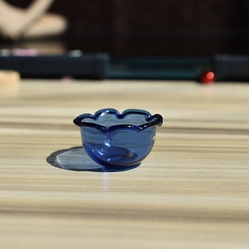 Miniature Glass Bowl, for Dollhouse Accessories Pretending Prop Decorations, Marine Blue, 16x5mm