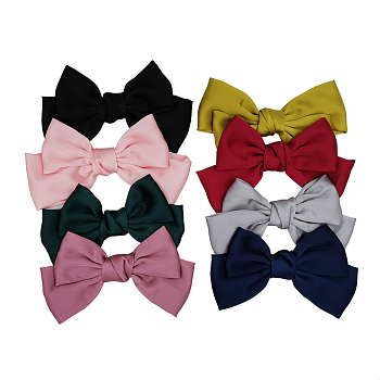 Cloth Alligator Hair Clips, with Iron Alligator Clips, Bowknot, Mixed Color, 210x140mm