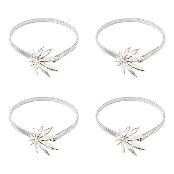 Curtain Tieback, Alloy Spring Design, Suitable for Most Curtains, Easy to Use, Leaf, Platinum, 390x9x3.5mm