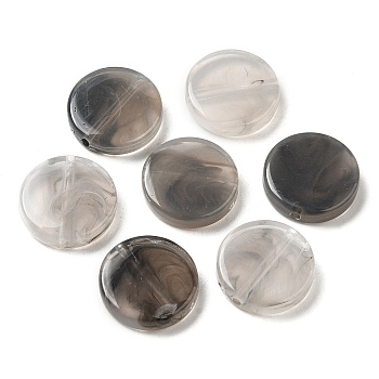 Transparent Acrylic Beads, Flat Round, Gray, 15x15x3.5mm, Hole: 1.5mm, about 700pcs/500g