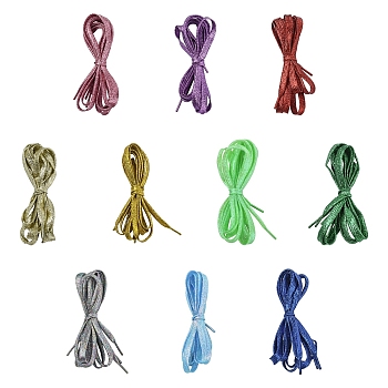 10 Pairs 10 Colors Polyester Cord Shoelace, Mixed Color, 1169x11x0.5mm, 1 pair/color