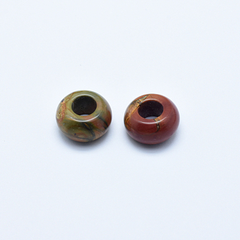 Natural Polychrome Jasper/Picasso Stone/Picasso Jasper Beads, Large Hole Hole Beads, Rondelle, 14x8~10mm, Hole: 6mm