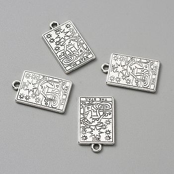 Tibetan Style Alloy Pendants, Antique Silver, Rectangle with Tarot Pattern, The Star XVII, 23x14x1.5mm, Hole: 1.8mm