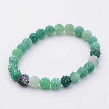 Natural Weathered Agate(Dyed) Stretch Beads Bracelets, Green, 2 inch(50mm)