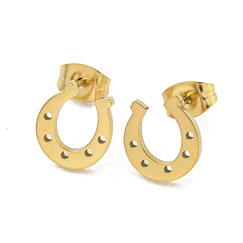 304 Stainless Steel Stud Earrings, Golden, 10x9mm