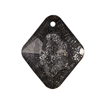 K9 Glass Rhinestone Pendants, Rhombus, Jet Metallic Silver, 26x22x8mm, Hole: 1.6mm