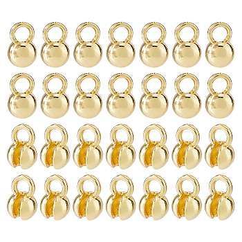 Brass Bead Tips, Calotte Ends, Clamshell Knot Cover, Golden, 8mm, Hole: 2.5mm, Inner Diameter: 5mm