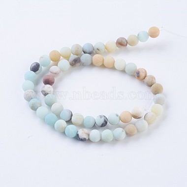 Frosted Natural Amazonite Round Bead Strands(G-E334-6mm-09)-2
