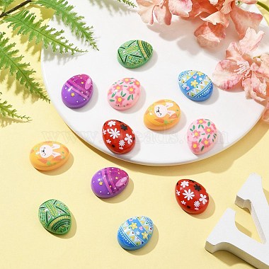 12Pcs 6 Colors Easter Cartoon Opaque Resin Cabochons(RESI-FS0001-56)-8