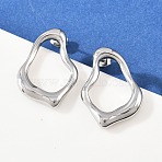 304 Stainless Steel Stud Earrings, Nuggets, Stainless Steel Color, 26x19mm(EJEW-G457-01P)