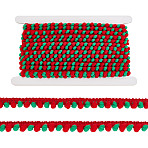 10 Yards Polyester Pom Pom Ball Tassel Ribbons, for Party Decoration, FireBrick, 1/2 inch(12~13mm)(DIY-GA0007-35B)
