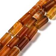 Natural Agate Beads Strands, Dyed & Heated, Column, Chocolate, 8~8.5x14.5~16mm, Hole: 1.6mm, about 12pcs/strand, 7.20~7.48''(18.3~19cm)(G-H295-E01-03)