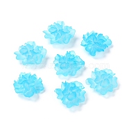 Transparent Resin Cabochons, DIY for Mobile Phone Decoration & Bobby Pin Accessories, Flower, Deep Sky Blue, 25x22.5x9.5mm(RESI-G027-01D)