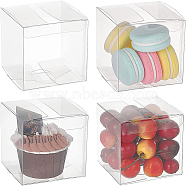 Foldable Transparent PET Box, for Wedding Party Baby Shower Packing Box, Square, Clear, Finished Product: 8x8x8cm(CON-WH0074-72C)
