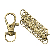 Alloy Swivel Lobster Claw Clasps, Swivel Snap Hook, Cadmium Free & Nickel Free & Lead Free, Antique Bronze, 35x13mm, Hole: 8.5mm(TIBE-YW0001-54AB)