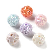 UV Plating Rainbow Iridescent Acrylic Beads, Nut, Mixed Color, 11mm, Hole: 2mm, about 666pcs/500g(SACR-A006-08B)