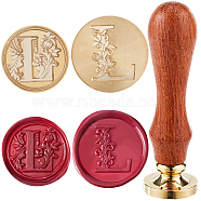 2Pcs 2 Styles Golden Tone Brass Wax Seal Stamp Head, with 1Pc Pear Wood Handle, for DIY Scrapbooking, Letter L, 25~30mm, 1pc/style(AJEW-CP0007-48B-07)