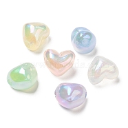 Transparent Acrylic Beads, AB Color Plated, Heart, Mixed Color, 13x15.5x12mm, Hole: 3.5mm(MACR-D074-05)