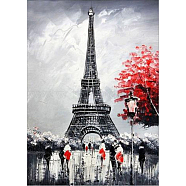 DIY Diamond Painting Kits For Kids, with Diamond Painting Cloth, Resin Rhinestones, Diamond Sticky Pen, Tray Plate and Glue Clay, Eiffel Tower, Mixed Color, 39.7x31cm(DIY-F054-02)