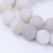 Natural Agate Beads Strands, Frosted, Round, Dyed, 6~6.5mm, Hole: 1mm, about 63pcs/strand, 15.5 inch(X-G-Q462-6mm-09)
