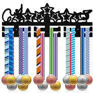 Fashion Wood Medal Hanger Holder, 2 Line Display Wall Rack, with Screws & Anchor Plug, Gymnastics, Star, 150x400mm, Hole: 5mm(ODIS-WH0041-057)