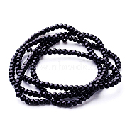 Glass Pearl Beads Strands, Pearlized, Round, Black, 3~4mm, Hole: 1mm, about 190~200200pcs/strand, 25.59 inch(65cm)(HY-3D-B80)