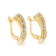 Real 18K Gold Plated Cubic Zirconia Small Hoop Earrings for Girl Women, Clear, 21x8mm, Pin: 1mm(EJEW-I260-16G-NR)