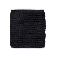 Polyester Cords, Black, 3~4mm, about 33.9 yards(31m)/roll(OCOR-WH0032-05)