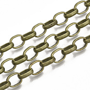 Iron Rolo Chains, Belcher Chains, Unwelded, with Spool, Antique Bronze, 10x8x2.5mm, about 82.02 Feet(25m)/roll(CH-T001-03AB)