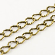 Soldered Iron Curb Chains, with Spool, Antique Bronze, 6x4.5x0.8mm, about 301.83 Feet(92m)/roll(CH-R082-01AB)