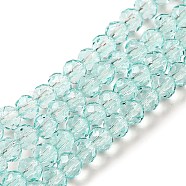 Transparent Baking Paint Glass Beads Strands, Faceted, Rondelle, Pale Turquoise, 4~4.5x3.5mm, Hole: 1mm, about 125pcs/strand, 15.94''(40.5cm)(DGLA-A034-T4mm-D01)