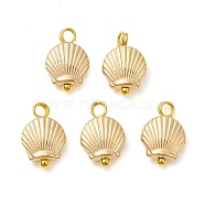 Plating ABS Plastic Charms, with Brass Loops, Shell Shape, Golden, 13x9x4mm, Hole: 1.8mm(PALLOY-JF02587)