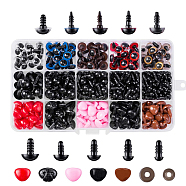 Craft Plastic Doll Eyes & Nose Set, with Donut Plastic Nose Washer, Mixed Shapes, Doll Making Supplies, Mixed Color, Eye & Nose: 376pcs; Washer: 376pcs(DOLL-PW0001-434A)