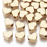 Brass Beads, Heart, Nickel Free, Real 18K Gold Plated, 6x7x3.5mm, Hole: 1.8mm(KK-T055-021G-NF)