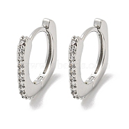 Brass Micro Pave Clear Cubic Zirconia Hoop Earrings, Square, Platinum, 14x2mm(EJEW-E295-28P)