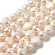 Natural Cultured Freshwater Pearl Beads Strands, Two Sides Polished, Grade 3A, Linen, 7~8x7.5~9x5.5~6.5mm, Hole: 0.6mm, about 47pcs/strand, 13.58~13.78''(34.5~35cm)(PEAR-E017-12)