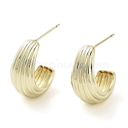 Brass Studs Earrings, Long-Lasting Plated, Lead Free & Cadmium Free, Moon, Real 18K Gold Plated, 20x9.5mm(EJEW-K276-02G)