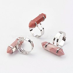 Synthetic Gemstone Finger Rings, with Iron Ring Finding, Platinum, Bullet, Size 8, 18mm(RJEW-P120-D17)