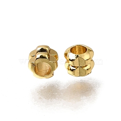Brass Beads, Barrel with Groove, Rack Plating, Long-Lasting Plated, Golden, 3x3.3x3.3mm, Hole: 2mm(KK-CBA0DF0-17G)